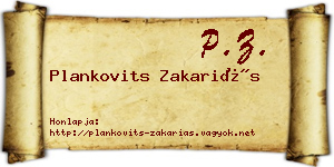 Plankovits Zakariás névjegykártya